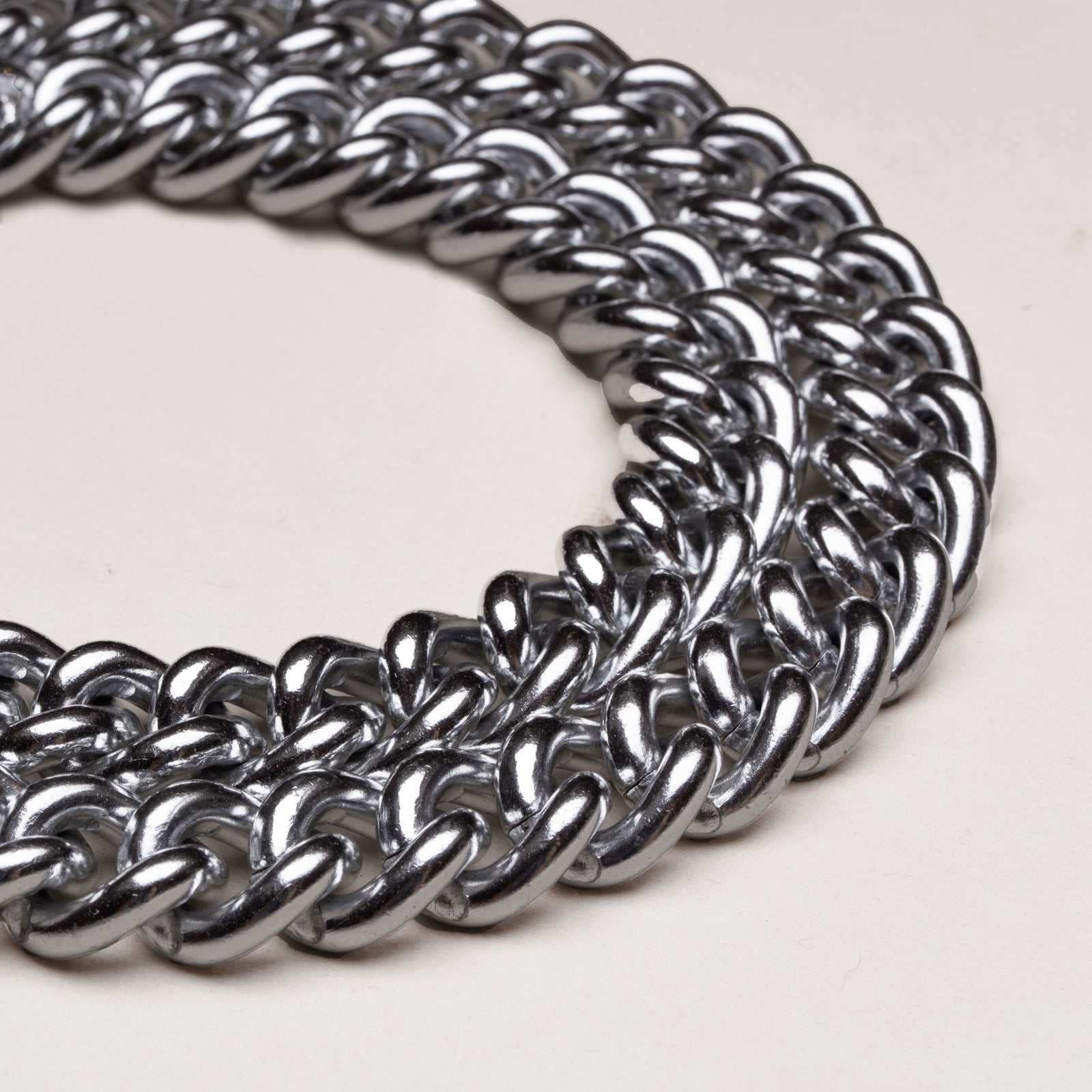 Vintage Double Strand Silver-tone Curb Link Chain Necklace