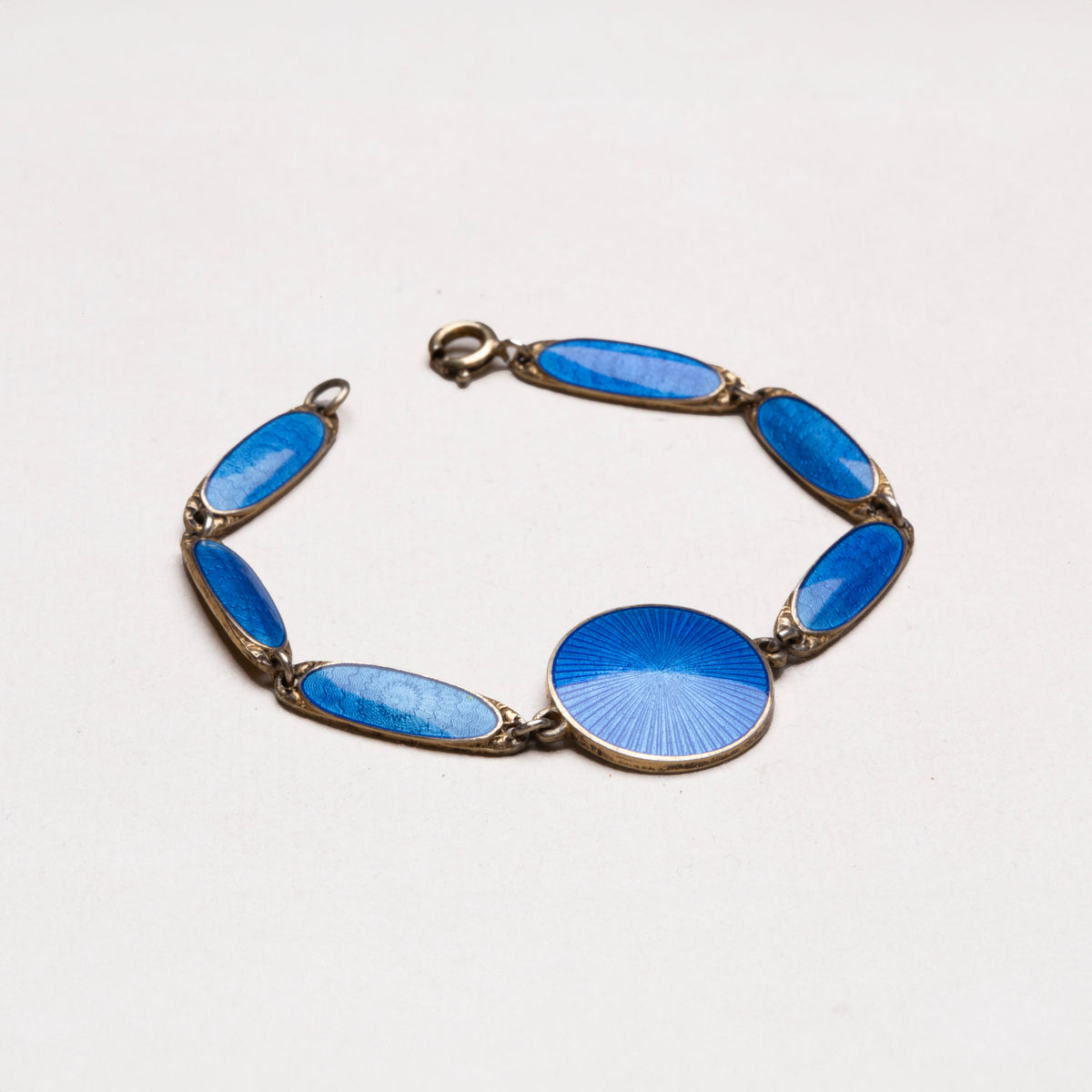 Vintage Norwegian Art Deco Blue Enamel Bracelet