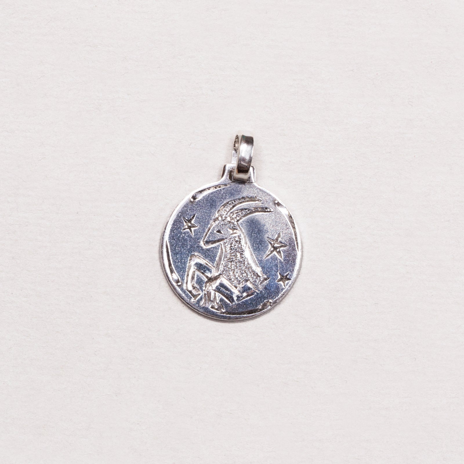 Silver Capricorn Pendant Charm with Stars