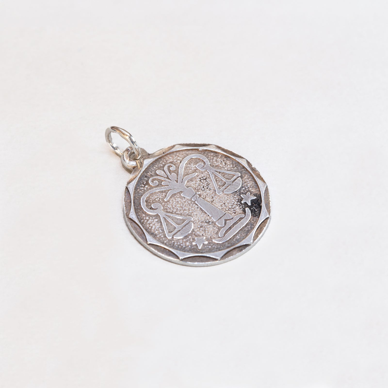 Vintage Silver Libra Charm Pendant