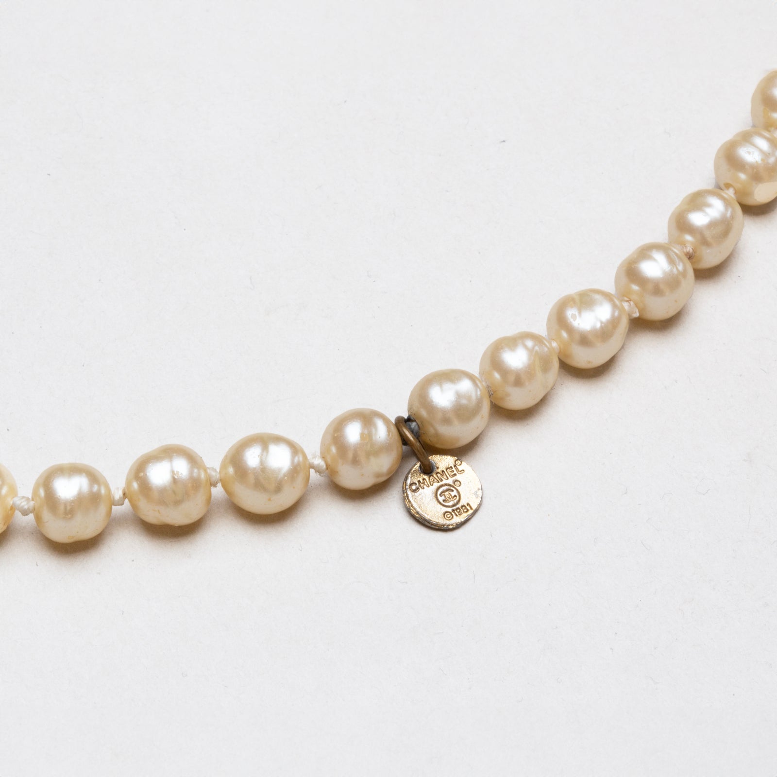 Vintage Chanel Faux Pearl Long Necklace