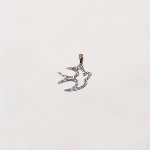 18ct White Gold Dove Pendant Charm with Diamonds