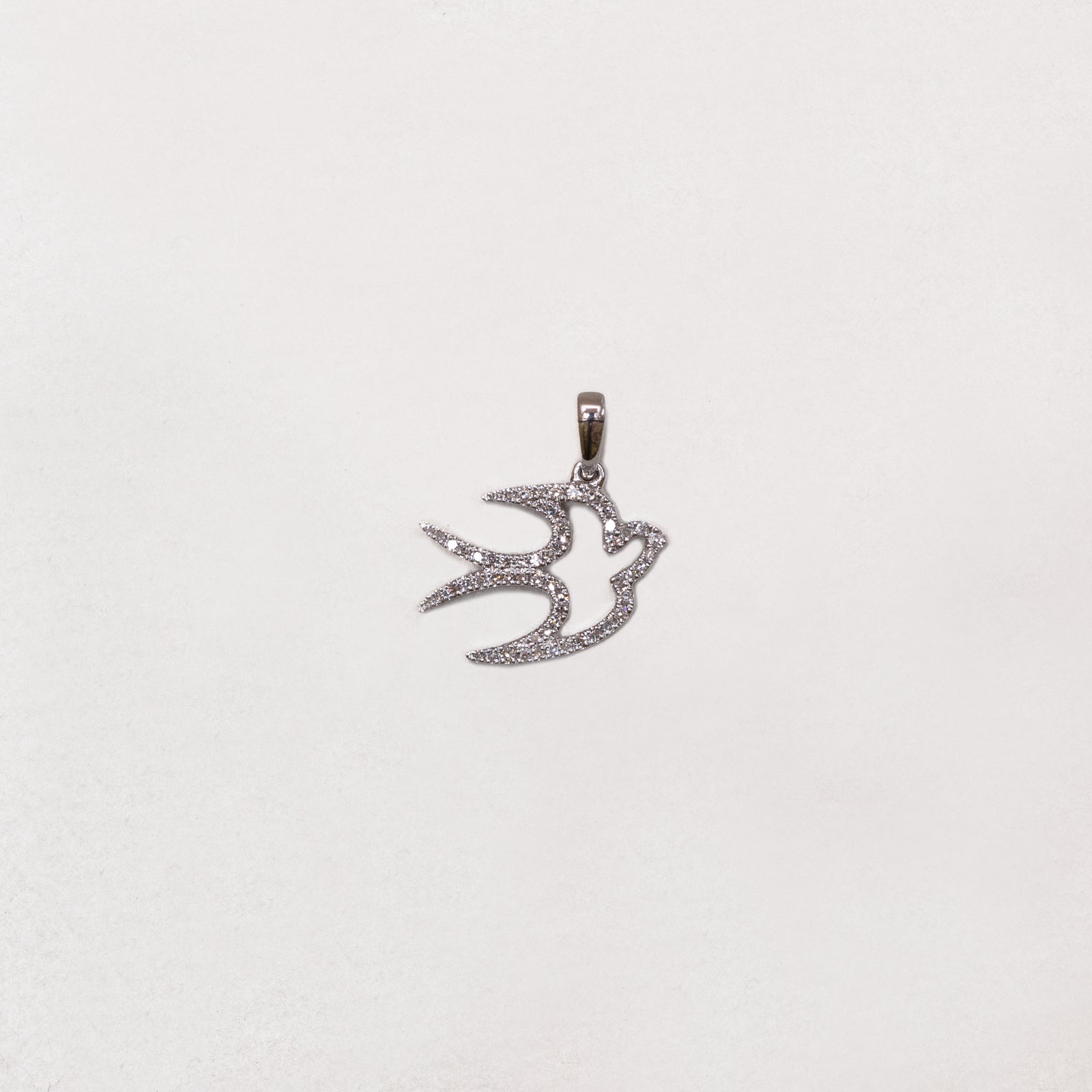 18ct White Gold Dove Pendant Charm with Diamonds