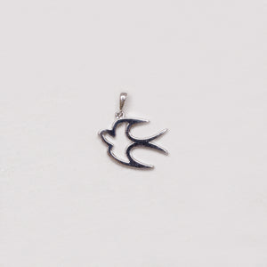 18ct White Gold Dove Pendant Charm with Diamonds