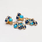 Vintage Dior Blue Cabochon Drop Clip-On Earrings