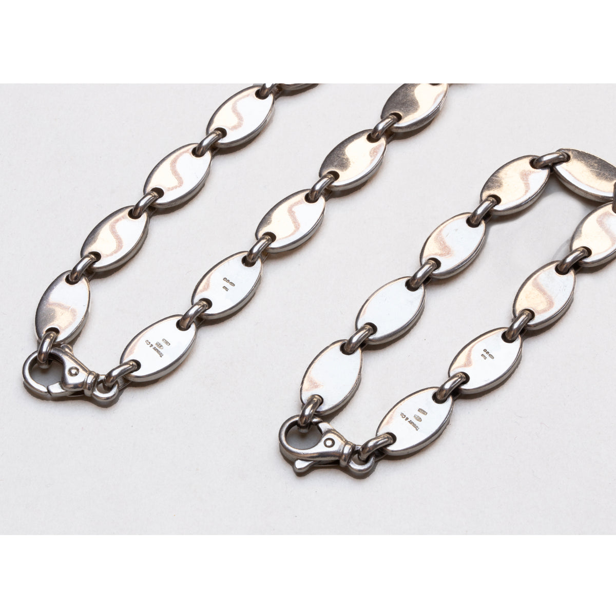 Vintage Tiffany Silver Pebble Link Choker Necklace & Bracelet