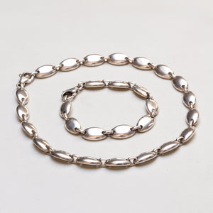 Vintage Tiffany Silver Pebble Link Choker Necklace & Bracelet
