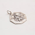 Rare Vintage Sterling Silver St. Christopher Octagonal Charm Pendant
