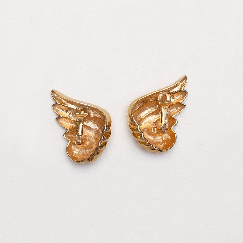 Vintage Givenchy Gold Tone Wing Clip-On Earrings