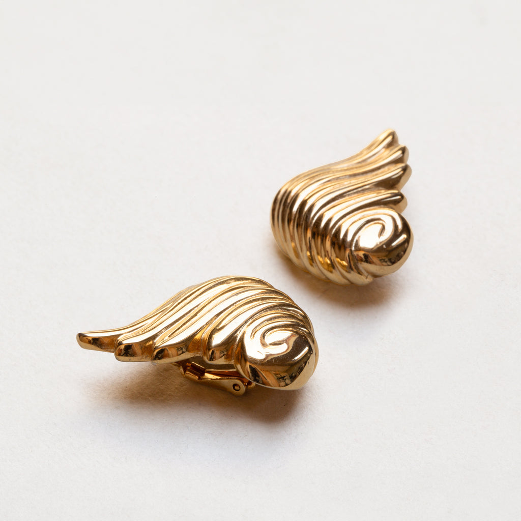 Vintage Givenchy Gold Tone Wing Clip-On Earrings