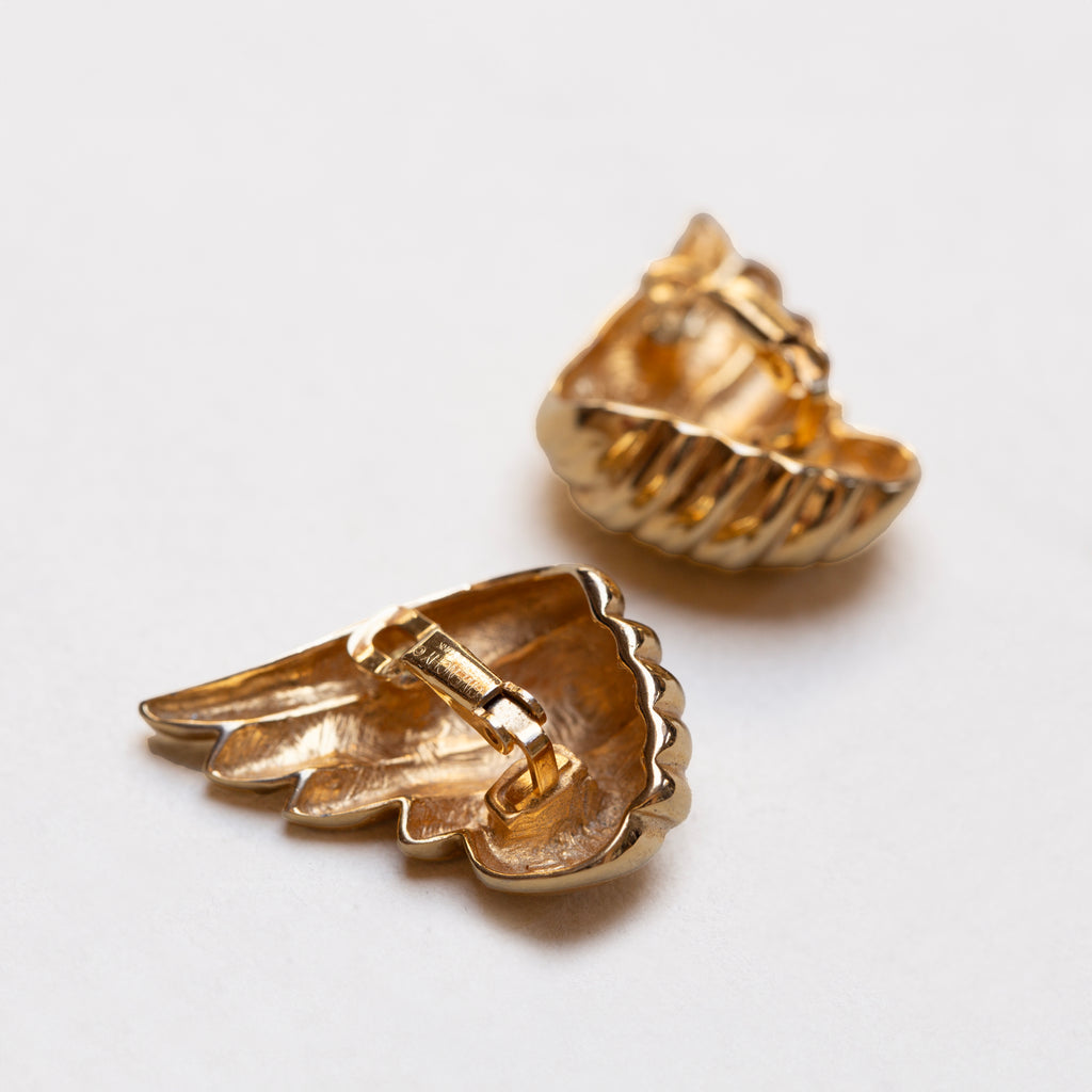 Vintage Givenchy Gold Tone Wing Clip-On Earrings