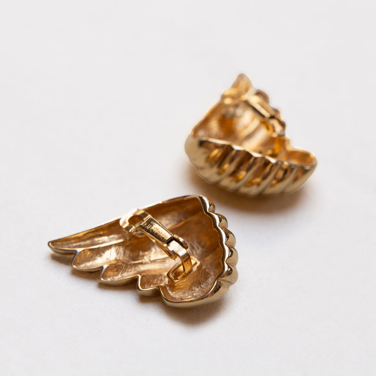 Vintage Givenchy Gold Tone Wing Clip-On Earrings