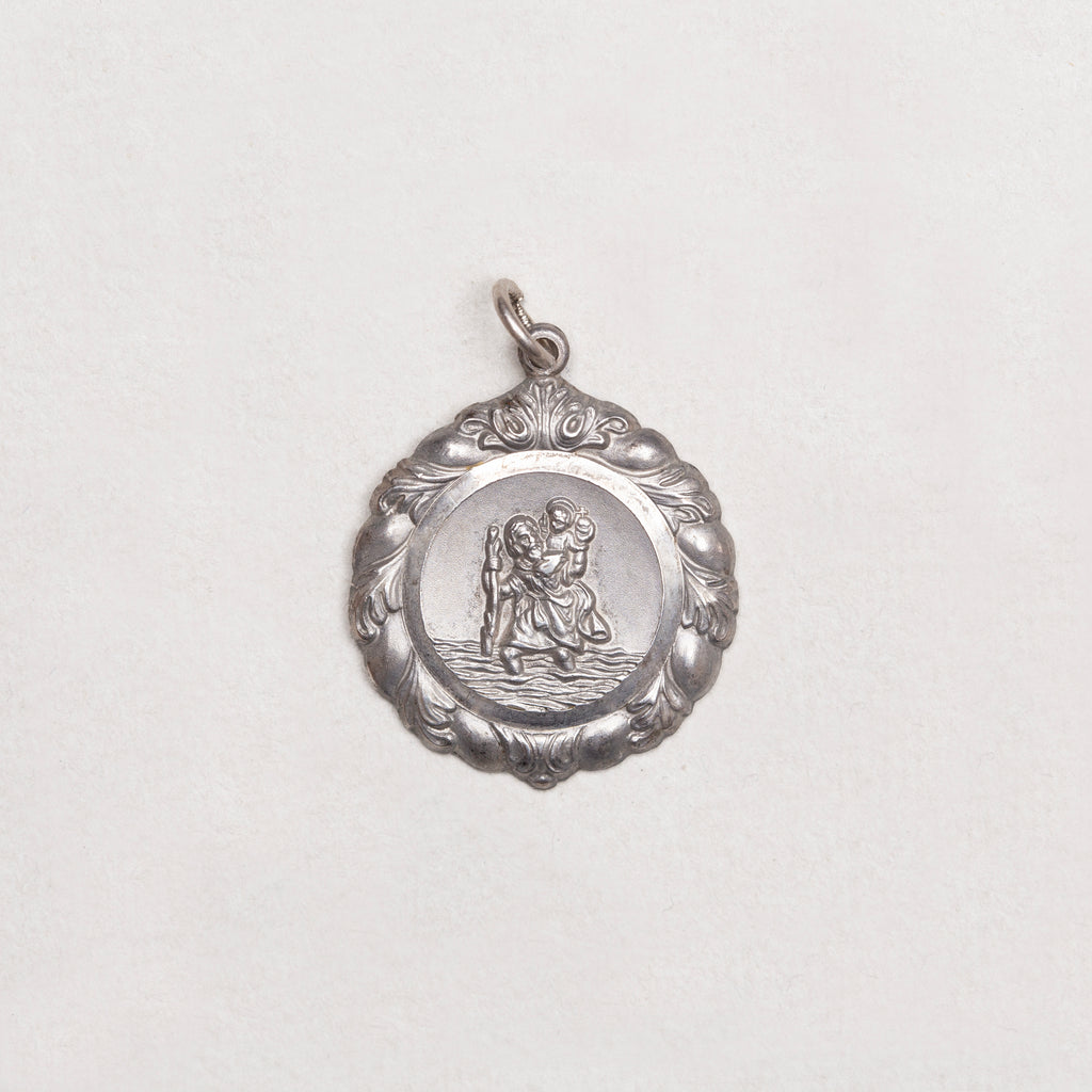 Vintage Sterling Silver St. Christopher Charm Pendant