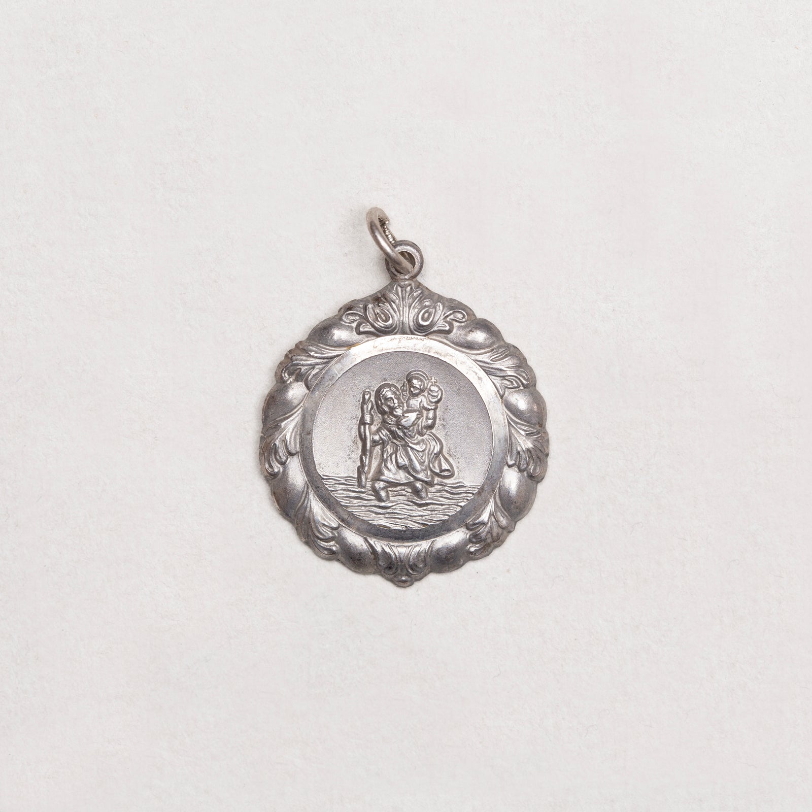Vintage Sterling Silver St. Christopher Charm Pendant