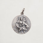 Vintage Sterling Silver St. Christopher Charm Pendant - Large