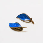 Vintage Givenchy Blue Enamel Leaf Clip-On Earrings