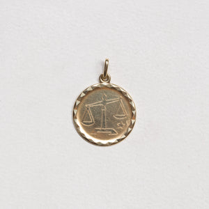Vintage 14ct Gold Libra Zodiac Charm