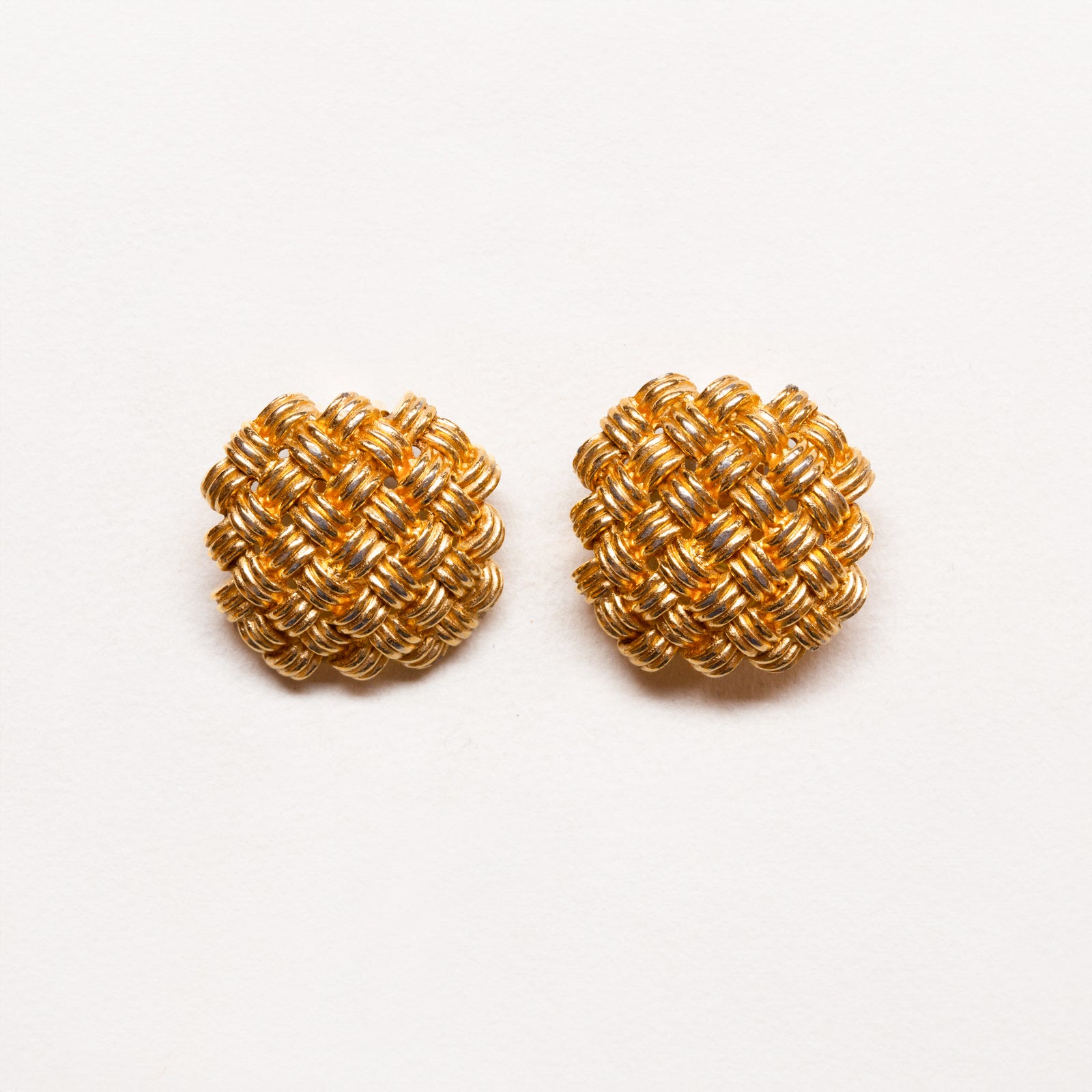Vintage Dior Gold-tone Basket Weave Clip-on Earrings