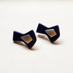 Vintage YSL Dark Navy and Silver Geometric Earrings