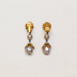 Vintage Pearl Drop Clip-On Earrings