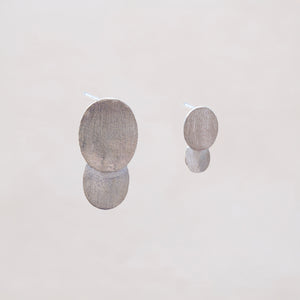 Twin Oval Stud Earrings in Gold-plated and Silver