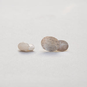 Twin Oval Silver Stud Earrings