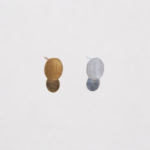Twin Oval Silver Stud Earrings