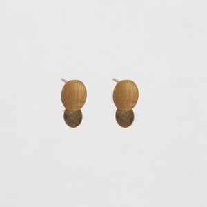 Twin Oval Stud Earrings in Gold-plated and Silver