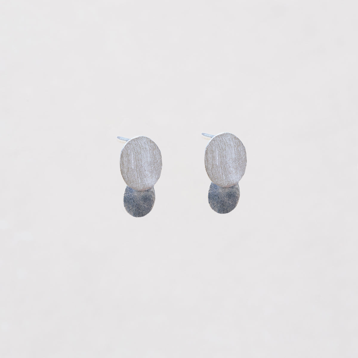 Twin Oval Stud Earrings in Gold-plated and Silver