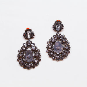 Vintage Lawrence Vrba Crystal, Faux Pearls & Cabochon Drop Earrings