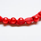 Vintage Lanvin Red Bead Ribbon Necklace and Bracelet Set