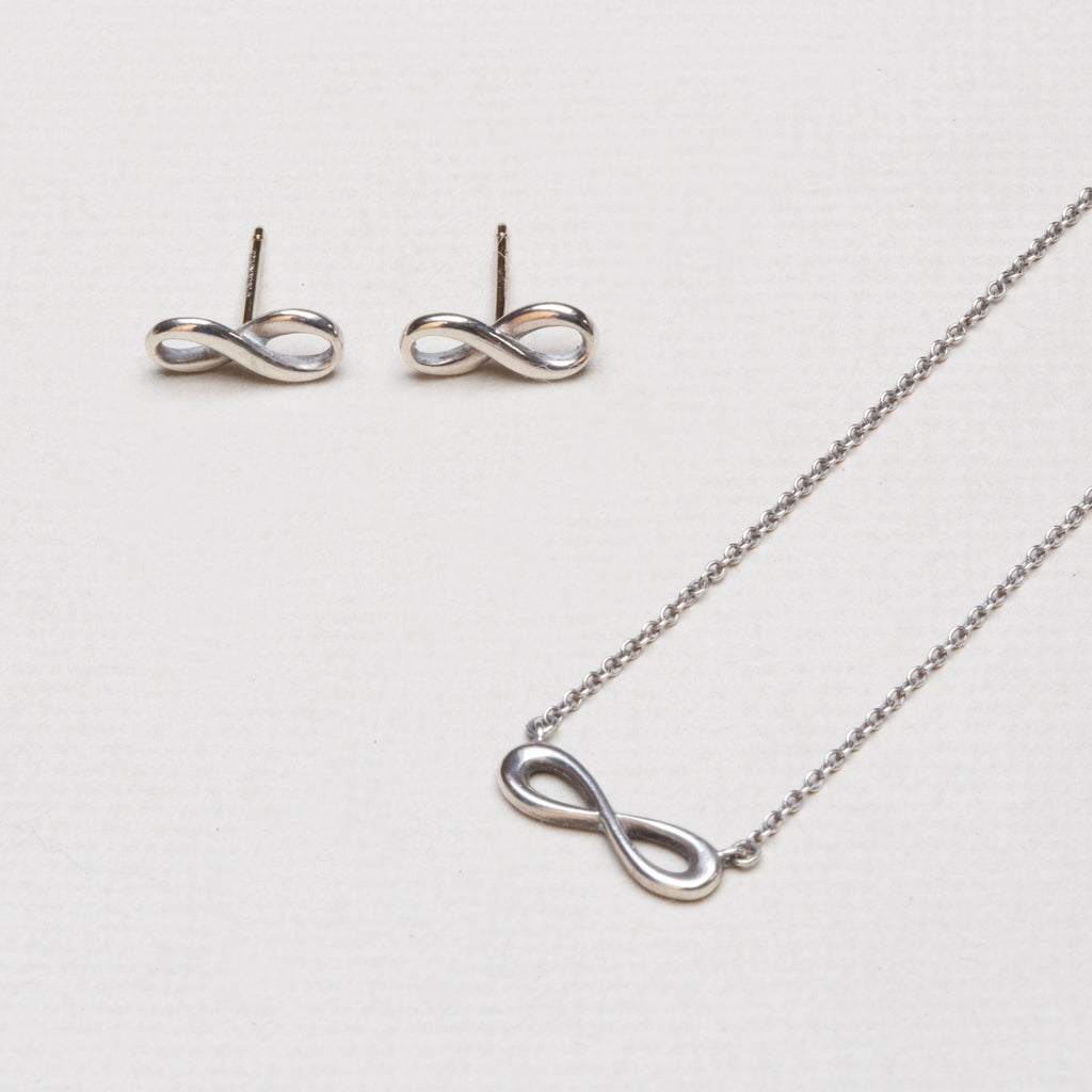 Vintage Tiffany Silver Infinity Earrings and Necklace