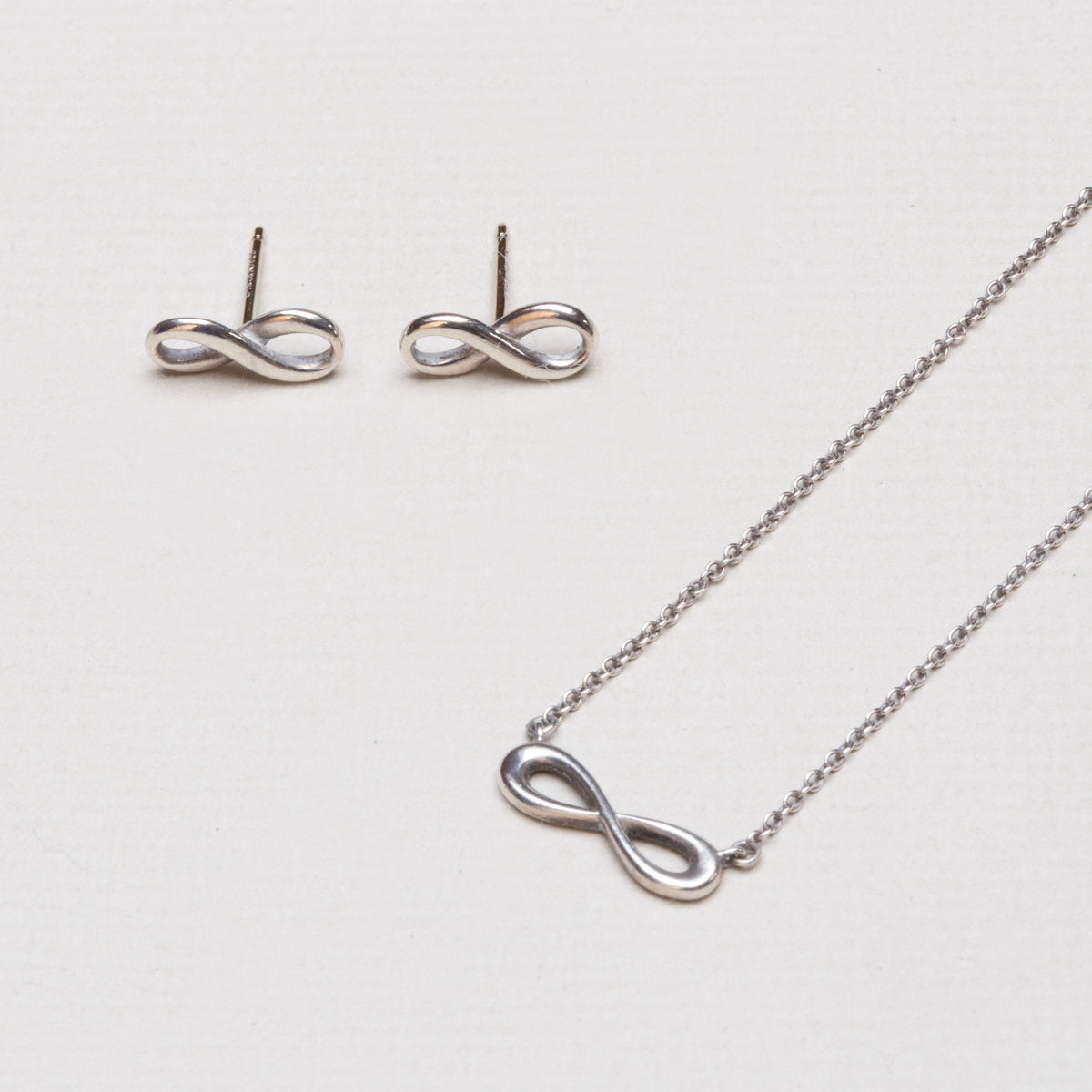 Vintage Tiffany Silver Infinity Earrings and Necklace