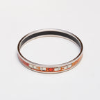 Vintage Hermès Orange & Cream Equestrian Enamel Bangle Bracelet