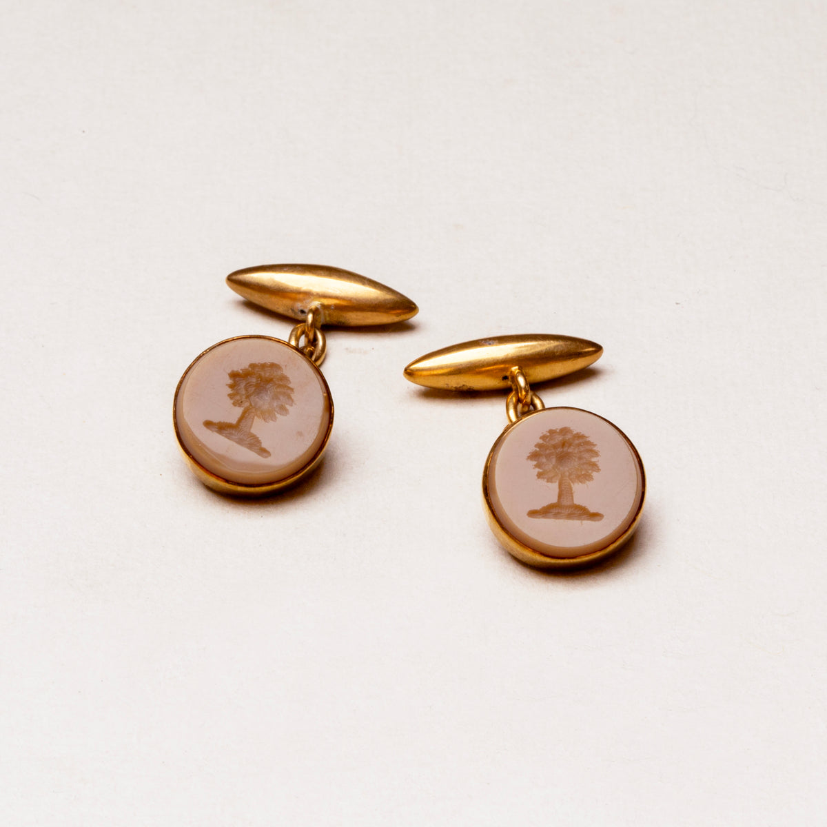 Vintage 18ct Gold Engraved Tree Cufflinks