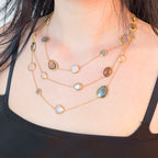 Vintage Pippa Small Triple-Strand Gold Necklace with Gemstones