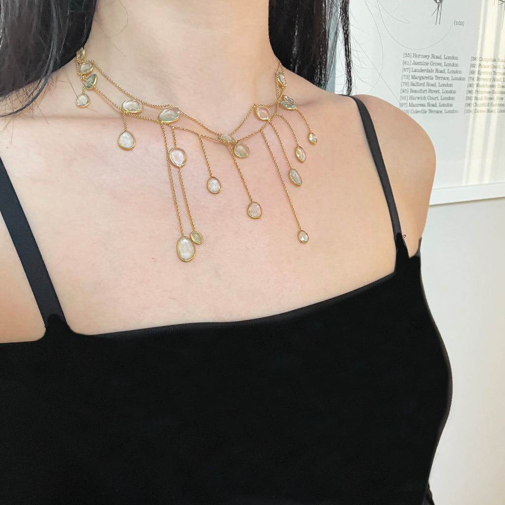 Vintage Pippa Small Waterfall Necklace with Pink/Red Tourmaline