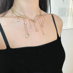 Vintage Pippa Small Waterfall Necklace with Pink/Red Tourmaline