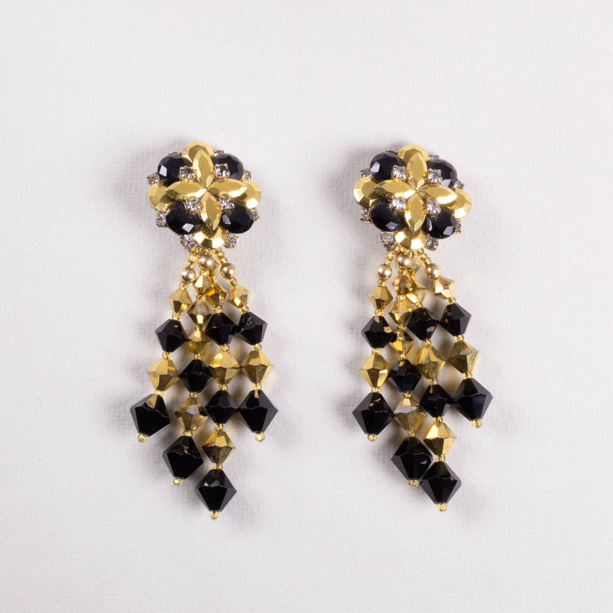 Vintage Gold and Black Clip-on Earrings