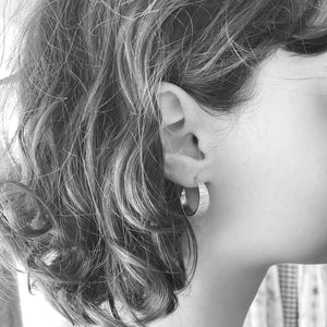 Textured Silver Open Hoop Earrings
