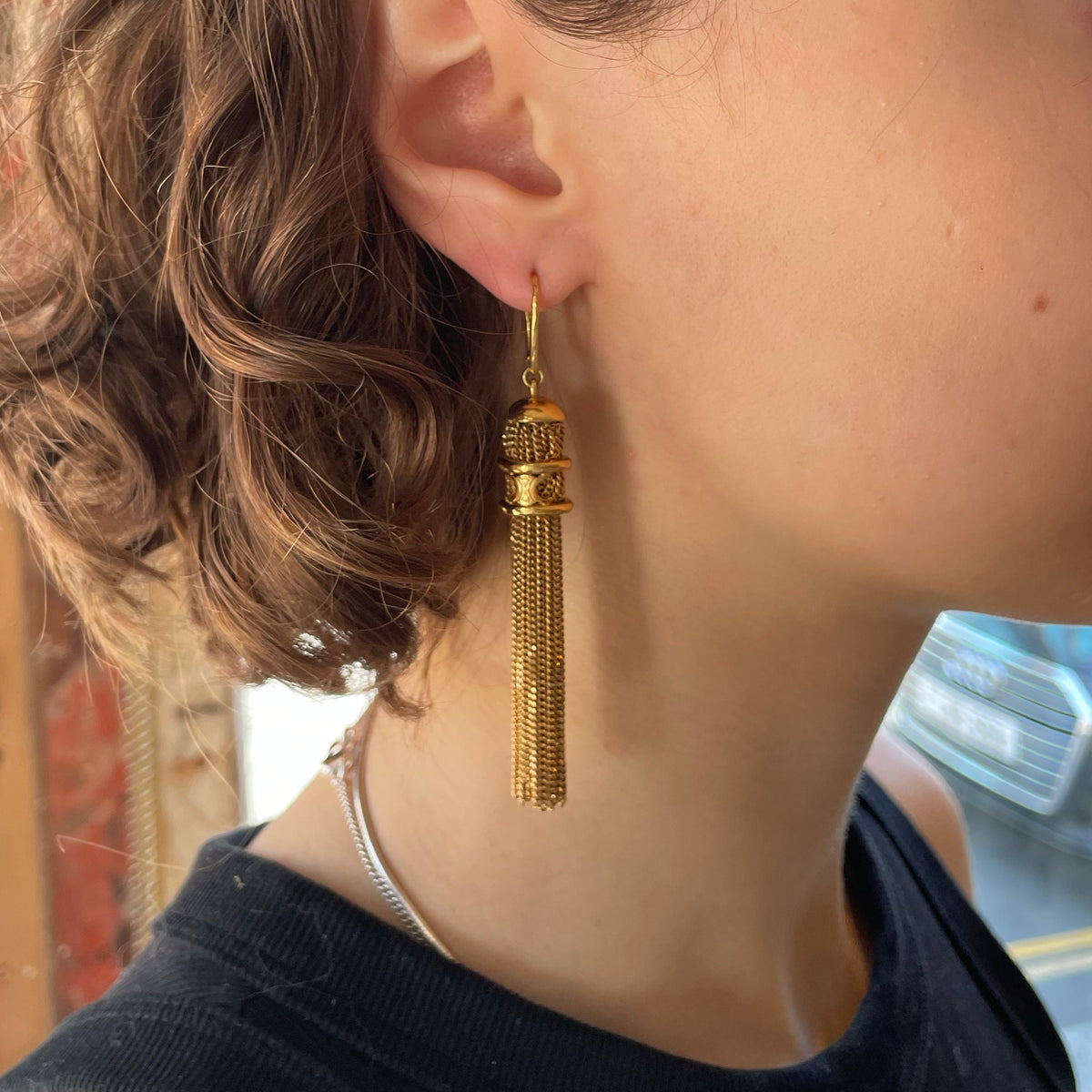 Vintage Celine Gold-Tone Tassel Earrings