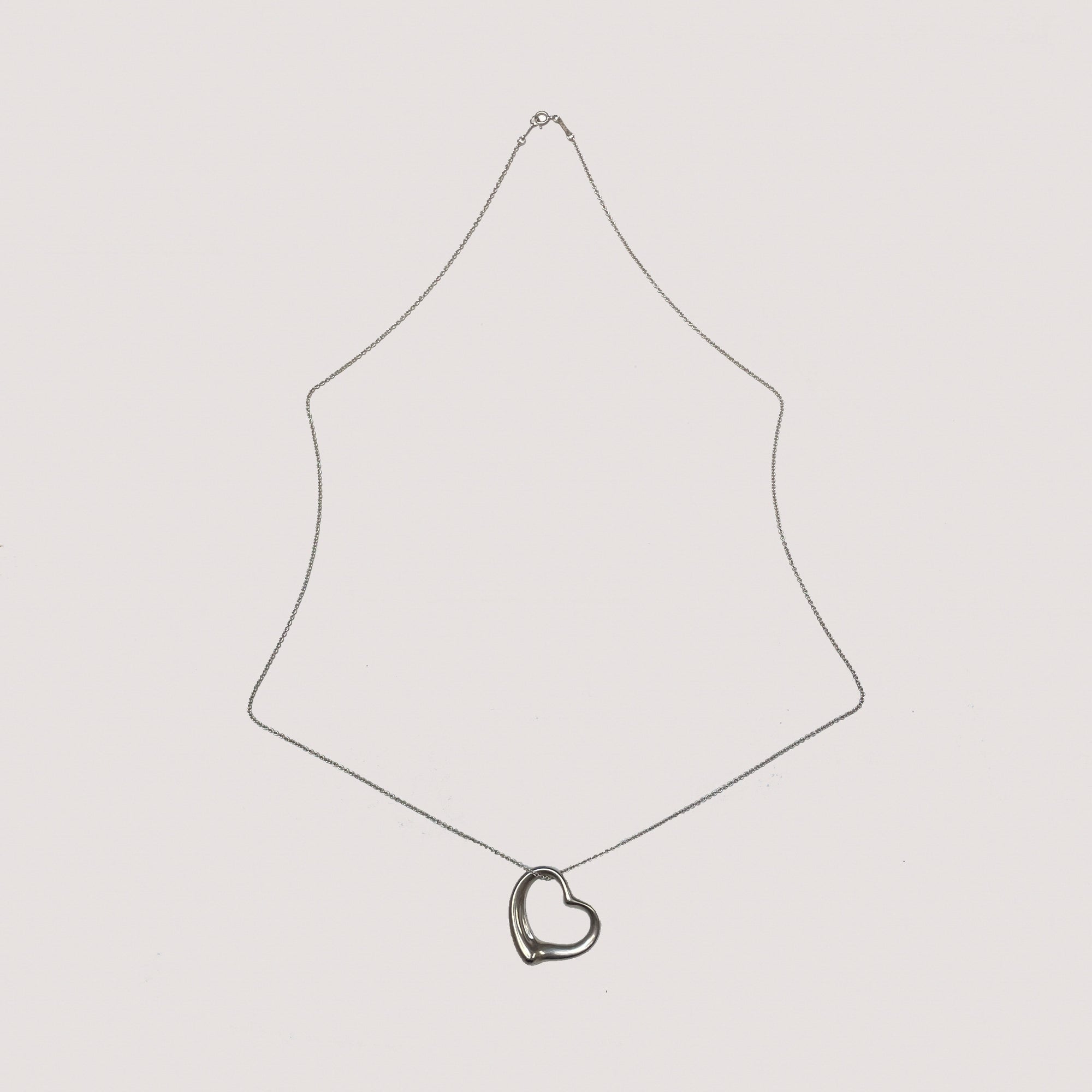 Vintage Tiffany & Co. Elsa Peretti Sterling Silver Large Open Heart Necklace