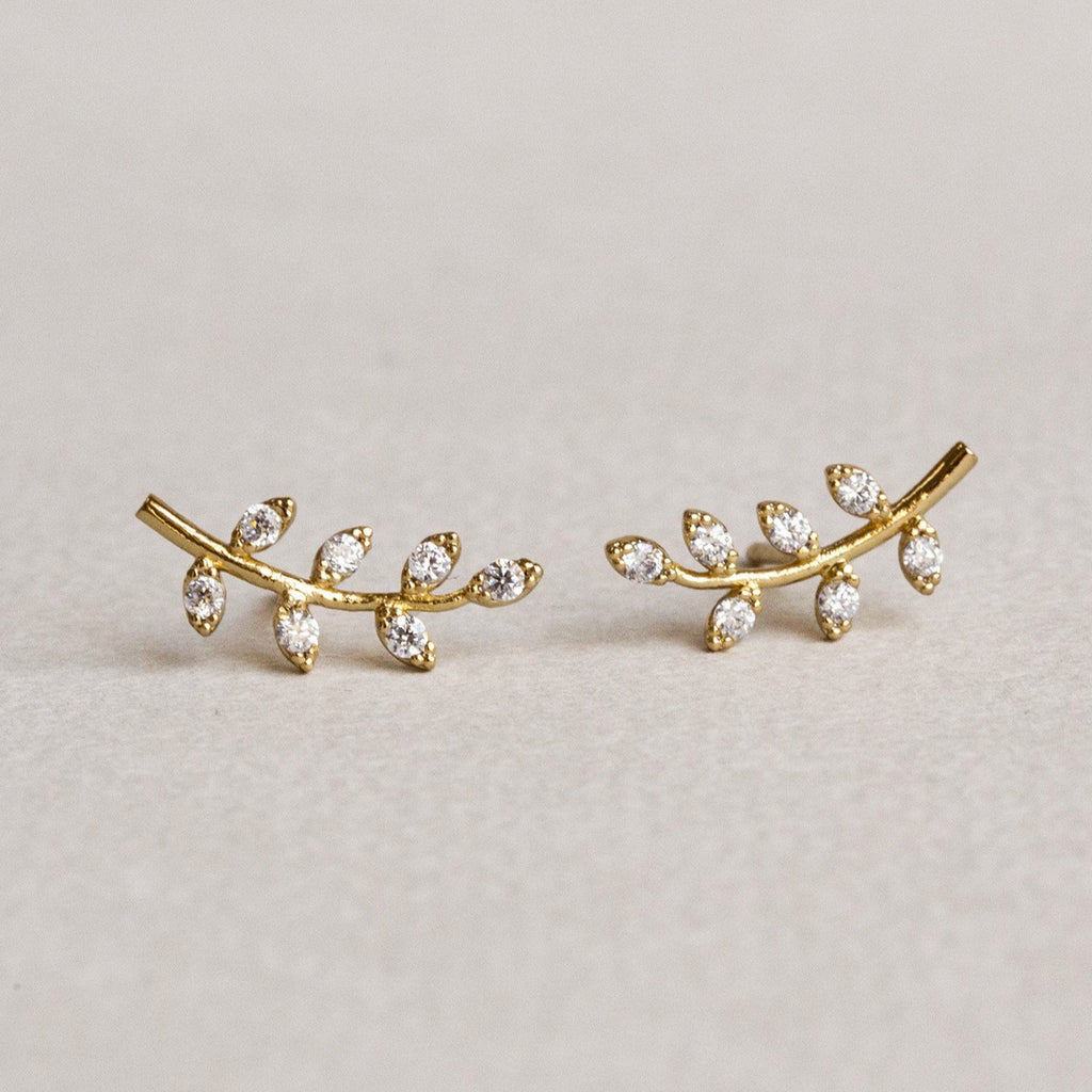Leafy Branch Stud Earrings
