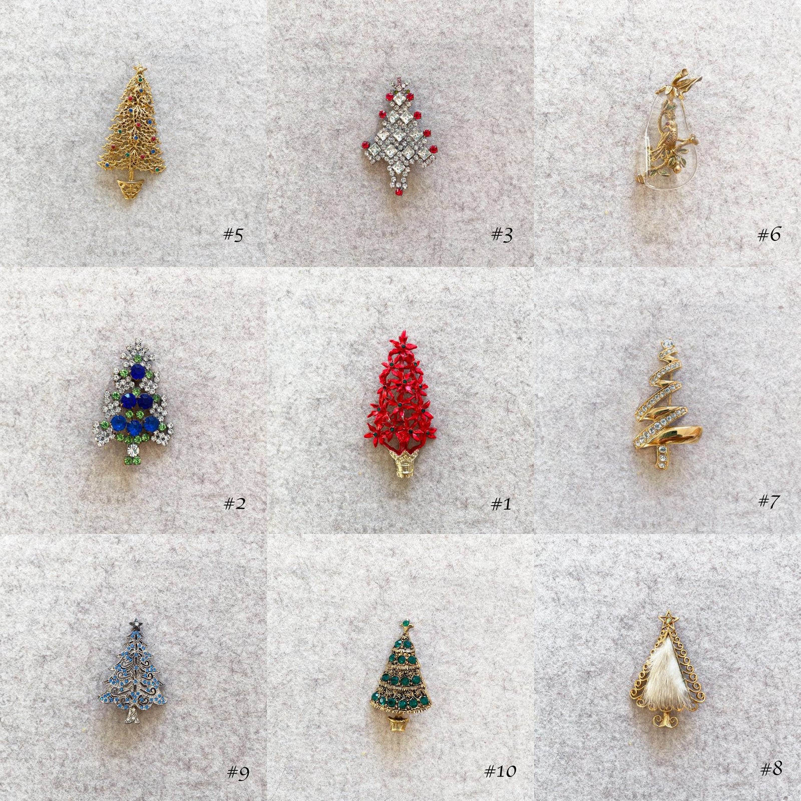 Vintage Christmas Tree Brooches