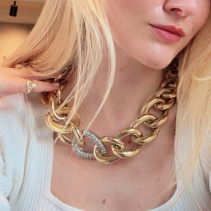 Vintage Givenchy Gold Chain Necklace with Rhinestones