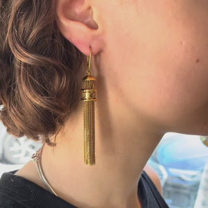 Vintage Celine Gold-Tone Tassel Earrings