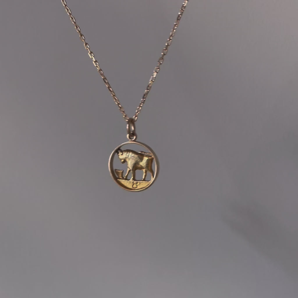 Vintage 9ct Gold Taurus Pendant Charm