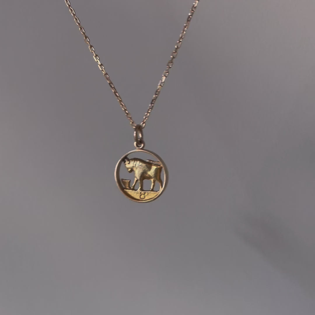 Vintage 9ct Gold Taurus Pendant Charm