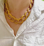 Vintage Givenchy Wood-effect Curblink Gold Chain Necklace