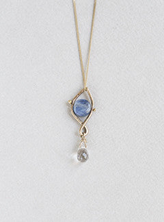 Claire van Holthe for felt Kyanite and rock crystal necklace on 9 carat gold